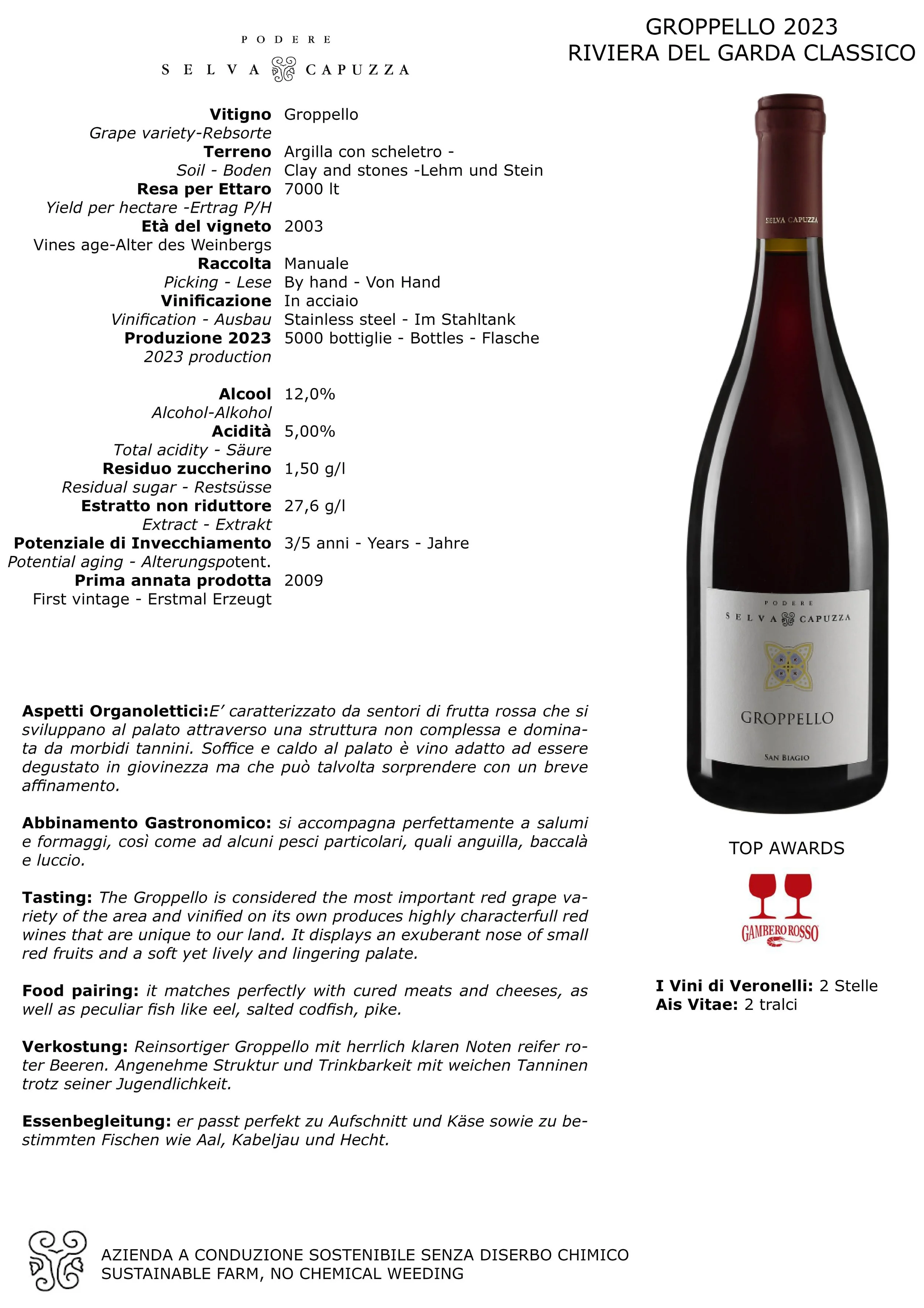 Garda Classico Groppello San Biagio — Podere Selva Capuzza